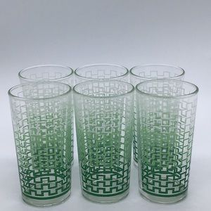 Set of 6 Retro Geometric Three Tone Dominion Tumblers Glasses